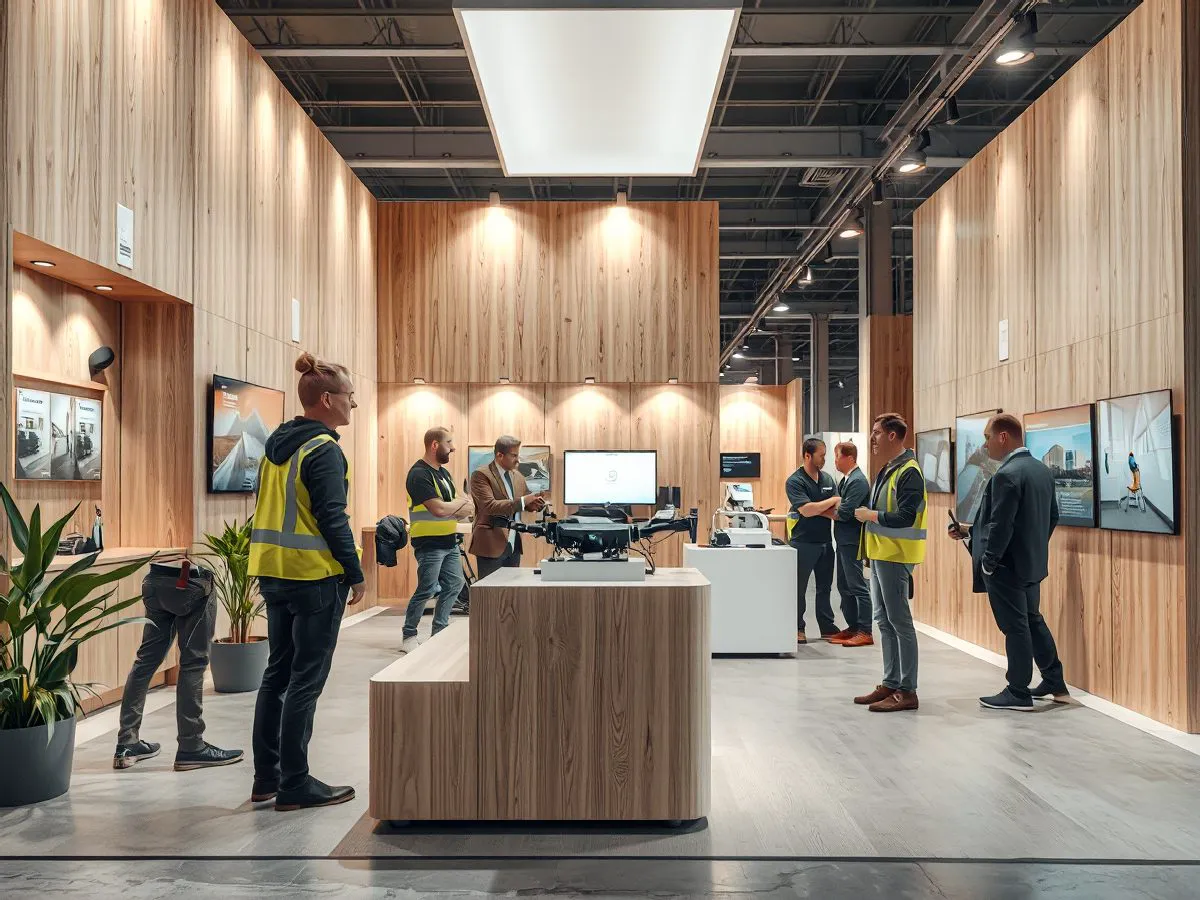 环保材料搭建的展位，展示工艺认证相关场景